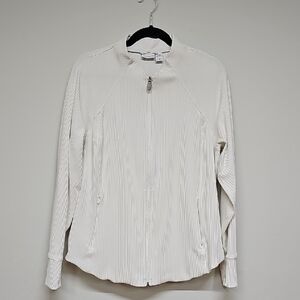 Athleta Salutation Zip Up Ribbed Jacket, White, Size 2x